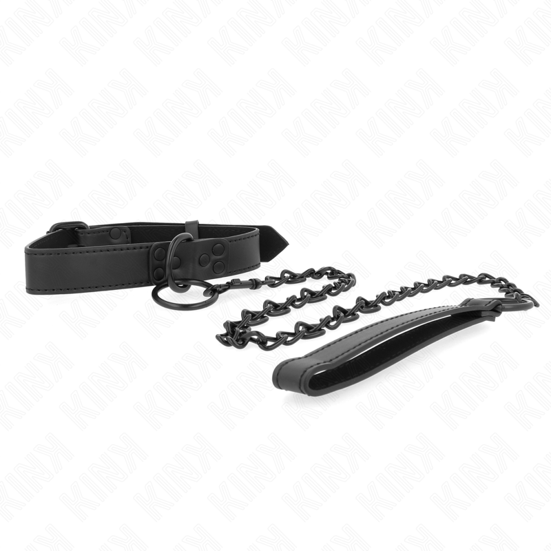 KINK - COLLIER AVEC LAISSE NOIRE 65 CM RÉGLABLE 37-54 CM X 3 CM