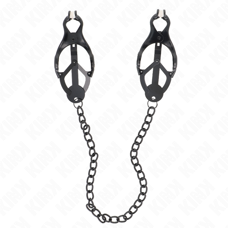 KINK - SERRE-TÉTONS JAPONAIS TRÈFLE AVEC CHAÎNE NOIR 30 CM