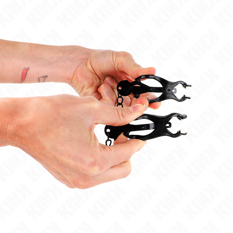KINK - SERRE-TÉTONS JAPONAIS TRÈFLE AVEC CHAÎNE NOIR 30 CM