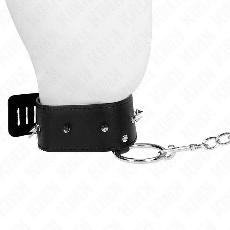 KINK - COLLIER 65 CM AVEC LAISSE À CLOUS ARGENTÉS MODÈLE 2 RÉGLABLE 36-43 CM X 5 CM