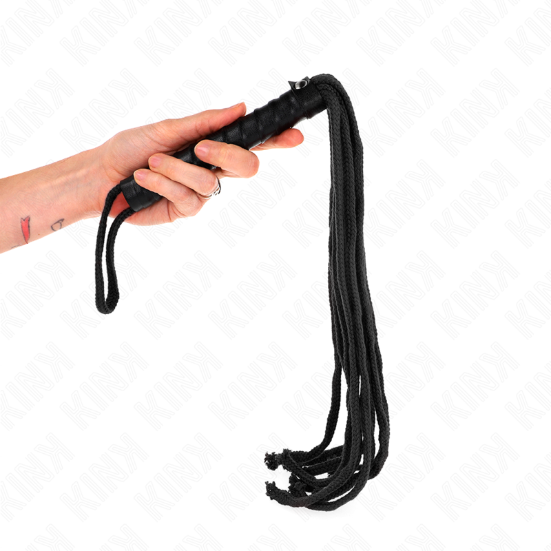 KINK - FOUET EN CORDE NOIRE 56 CM
