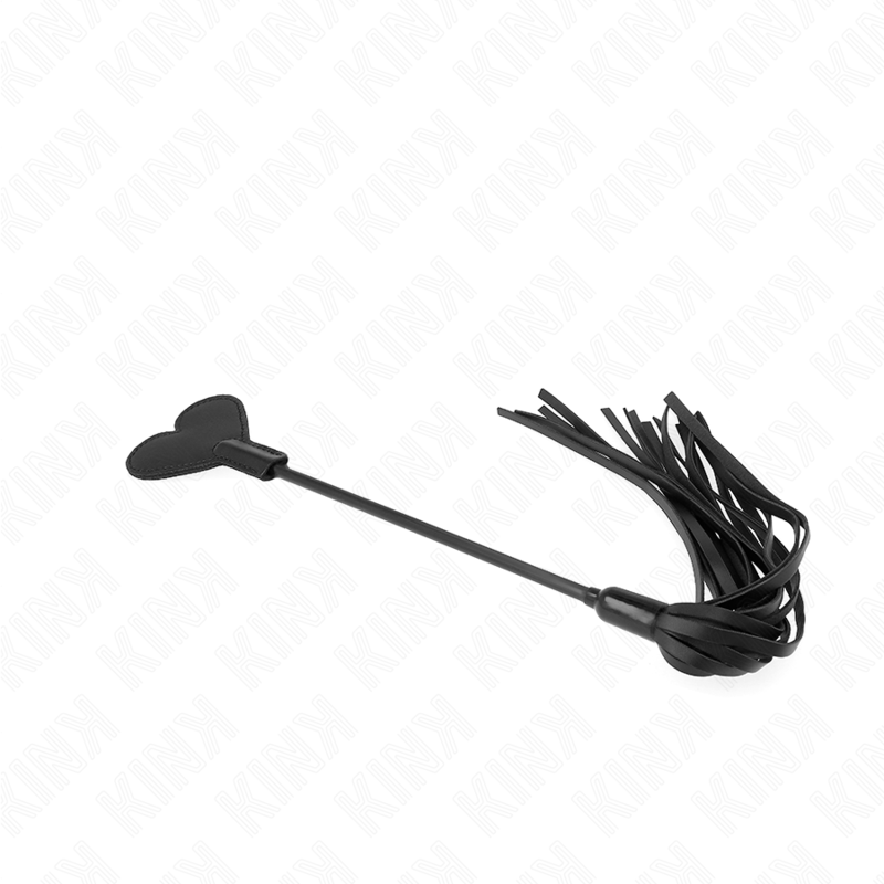 KINK - FOUET DE VACHE AVEC PLAQUE EN CŒUR 35 CM