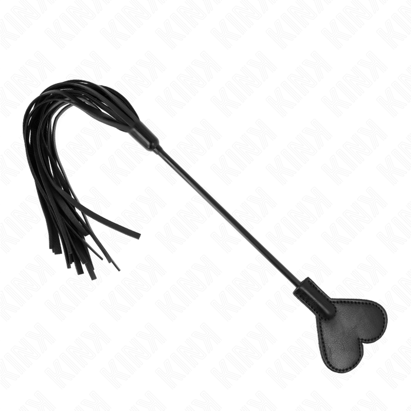 KINK - FOUET DE VACHE AVEC PLAQUE EN CŒUR 35 CM