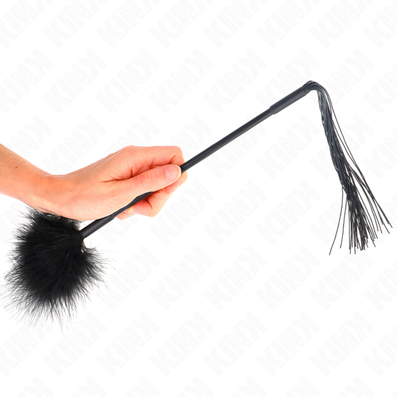 KINK - FOUET EN SILICONE AVEC PLUMES POUR CHATOUILLEMENTS 47 CM