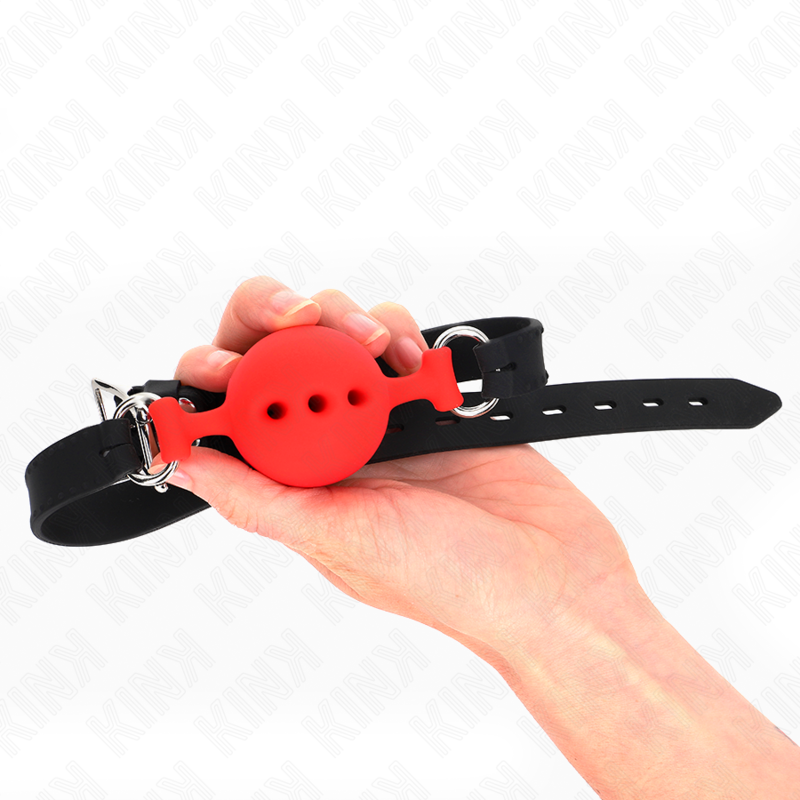 KINK - BATTES EN SILICONE INTÉGRAL 55 x 2 CM AVEC BOULE DE 4,5 CM TAILLE M ROUGE RÉGLABLE 35-51 CM