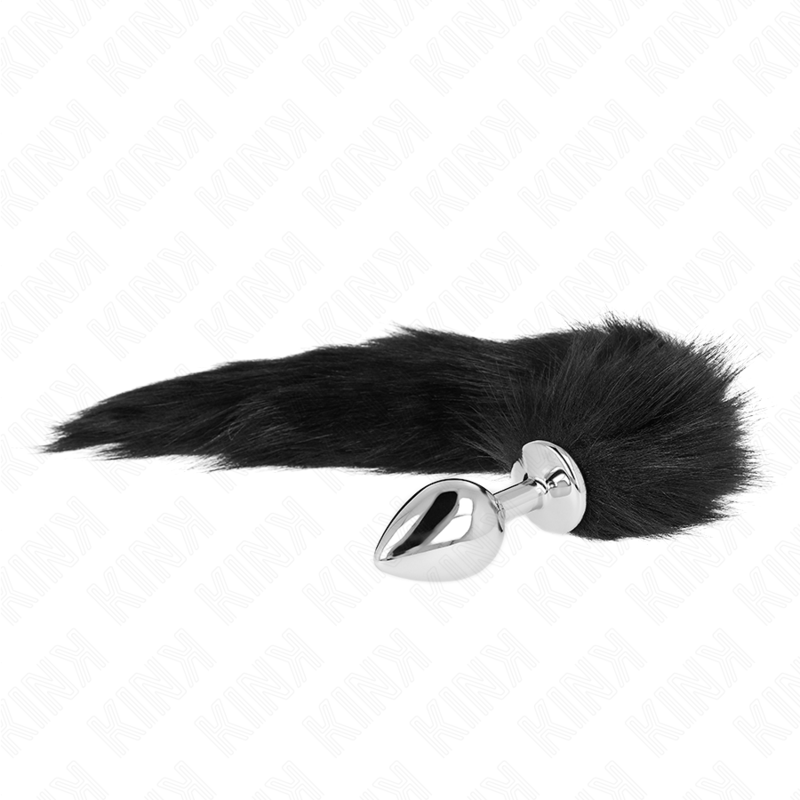 KINK - PLUG ANAL TAILLE M 8 X 3,5 CM AVEC QUEUE EN PLASTIQUE 40 CM NOIR