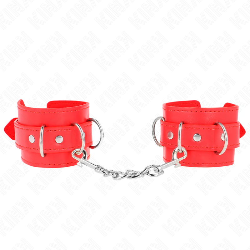 KINK - MENOTTES 3 ANNEAUX RÉGLABLES ROUGES 17,5-25 CM X 6 CM