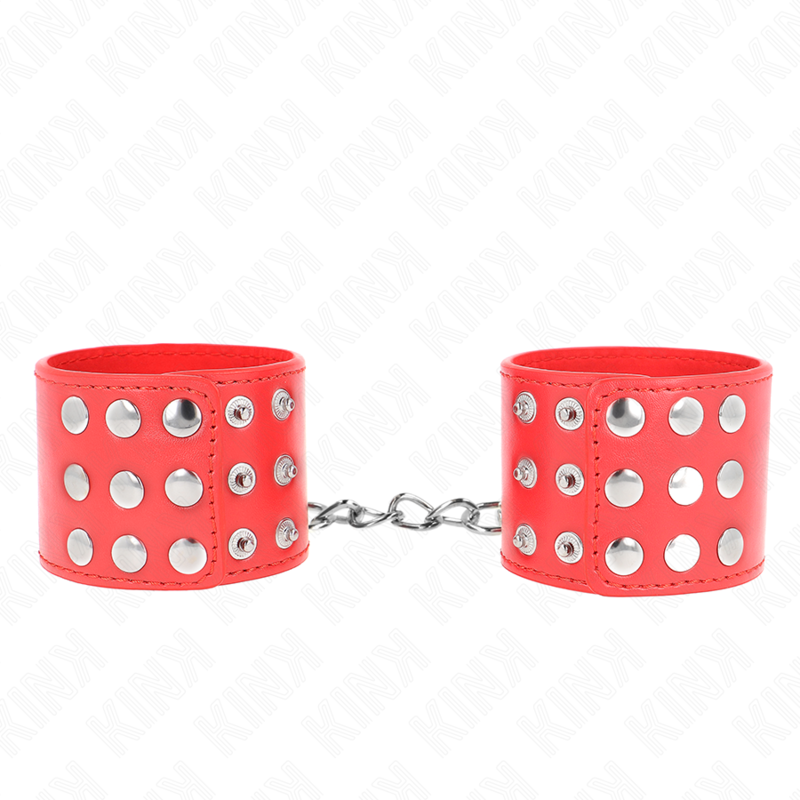 KINK - MENOTTES AVEC FERMETURE À PRESSION ROUGE RÉGLABLES 19-24 CM X 5,5 CM
