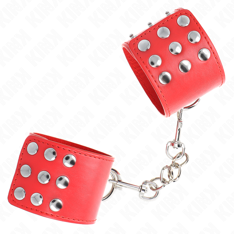 KINK - MENOTTES AVEC FERMETURE À PRESSION ROUGE RÉGLABLES 19-24 CM X 5,5 CM