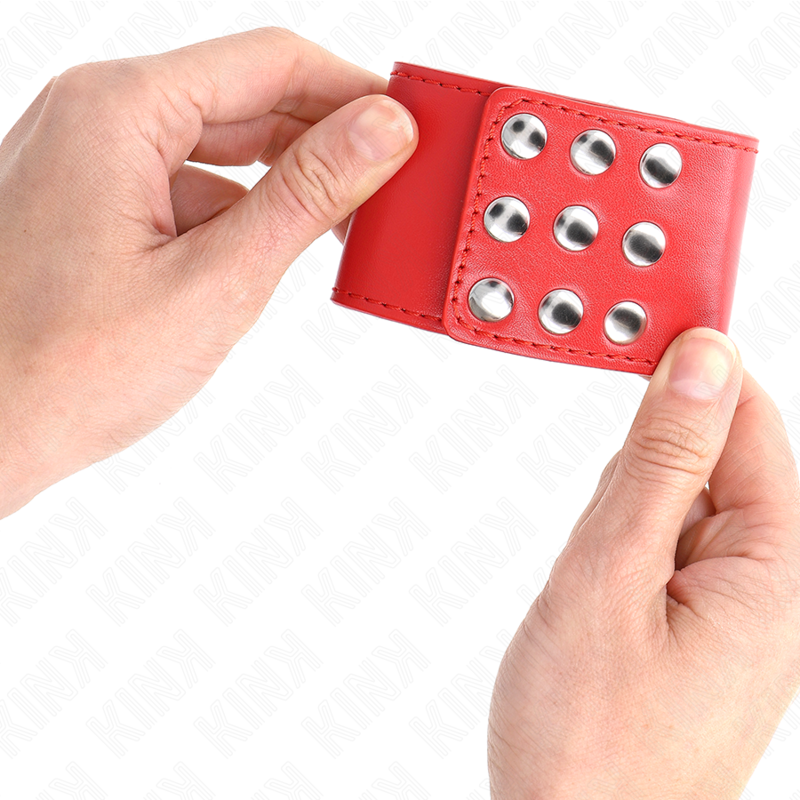 KINK - MENOTTES AVEC FERMETURE À PRESSION ROUGE RÉGLABLES 19-24 CM X 5,5 CM