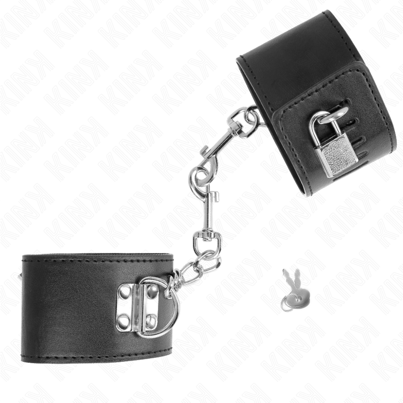 KINK - MENOTTES AVEC VERROU DE SÉCURITÉ NOIR RÉGLABLE 16-23 CM X 5,5 CM