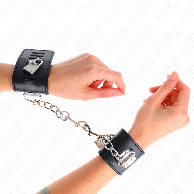 KINK - MENOTTES AVEC VERROU DE SÉCURITÉ NOIR RÉGLABLE 16-23 CM X 5,5 CM