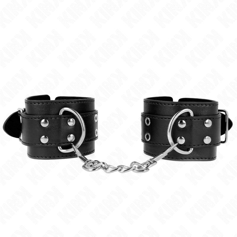 KINK - MENOTTES DE POIGNET À DOUBLE BOUCLE NOIR AJUSTABLES 19-26 CM