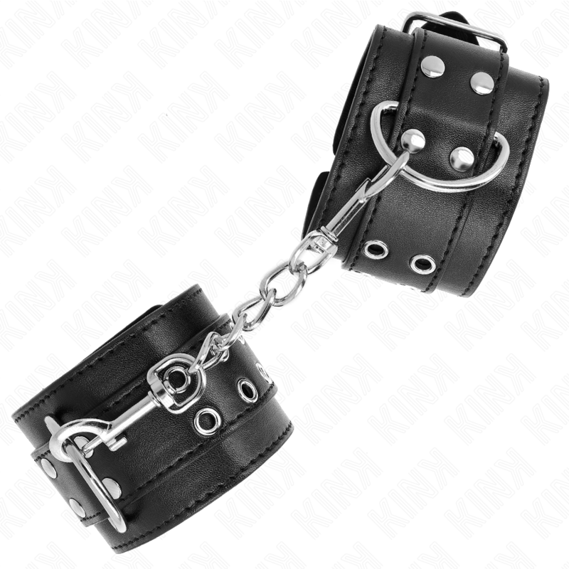 KINK - MENOTTES DE POIGNET À DOUBLE BOUCLE NOIR AJUSTABLES 19-26 CM