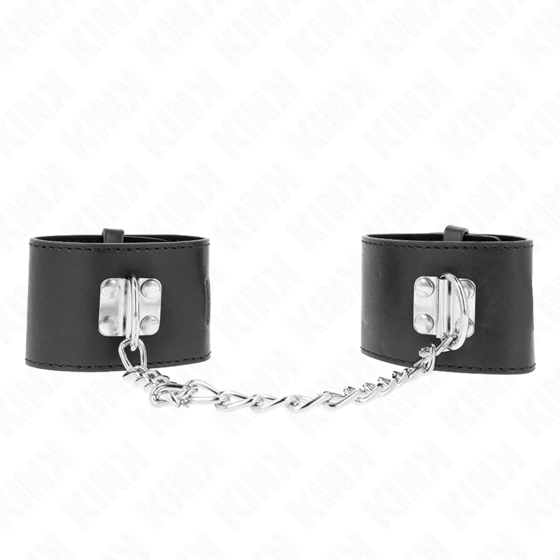 KINK - MENOTTES RIGIDES AVEC CHAÎNE 30 CM ET FERMETURE À CADENAS NOIR RÉGLABLES 16-23 CM X 5,5 CM
