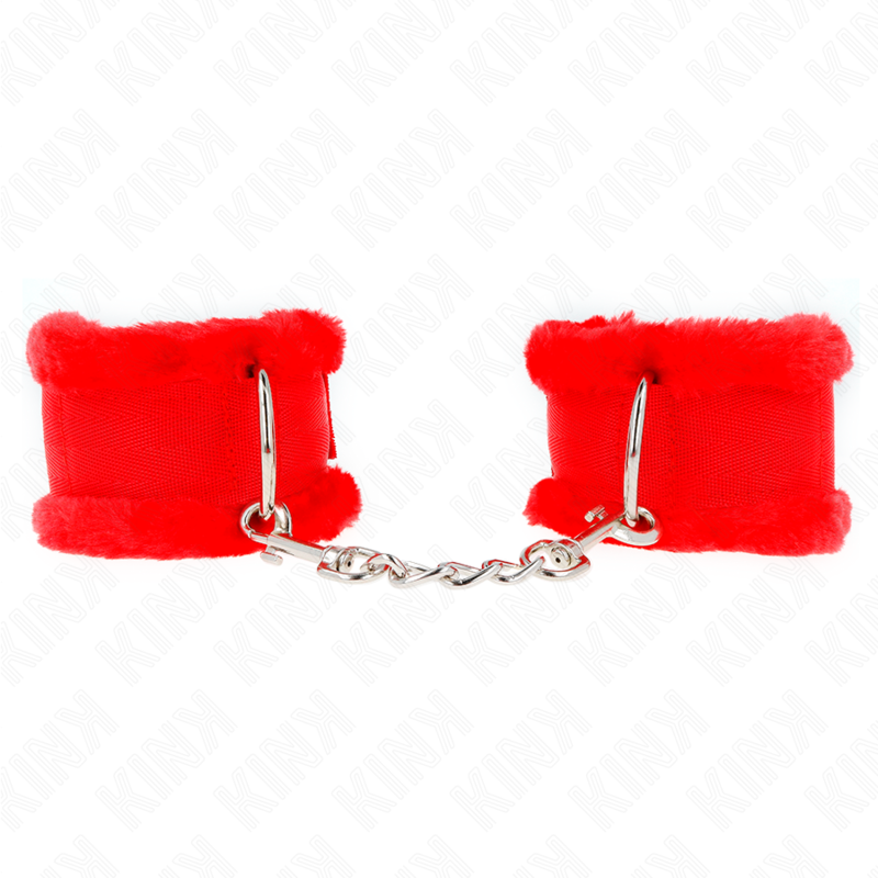 KINK - MENOTTES FOURRÉES ROUGES RÉGLABLES 17-31 CM X 7 CM