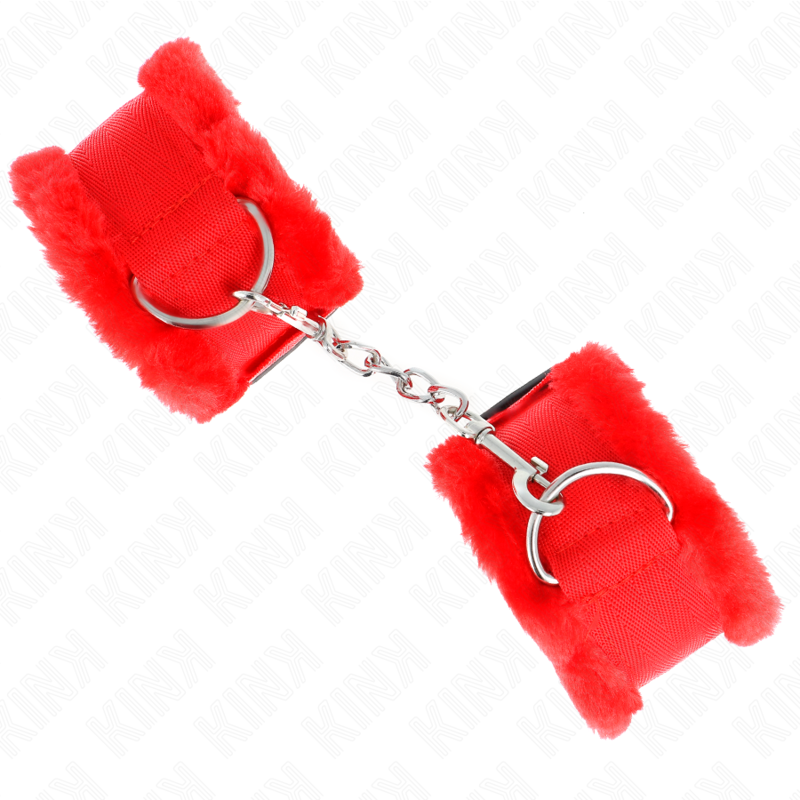 KINK - MENOTTES FOURRÉES ROUGES RÉGLABLES 17-31 CM X 7 CM