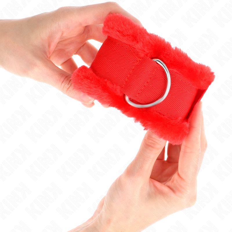 KINK - MENOTTES FOURRÉES ROUGES RÉGLABLES 17-31 CM X 7 CM