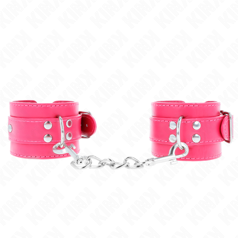 KINK - MENOTTES DE POIGNET RASPBERRY ROSE AVEC DOUBLURE RASPBERRY ROSE RÉGLABLES 20-28 CM X 5,5 CM