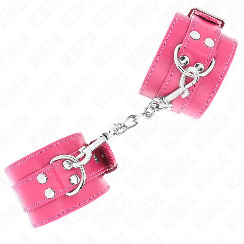KINK - MENOTTES DE POIGNET RASPBERRY ROSE AVEC DOUBLURE RASPBERRY ROSE RÉGLABLES 20-28 CM X 5,5 CM
