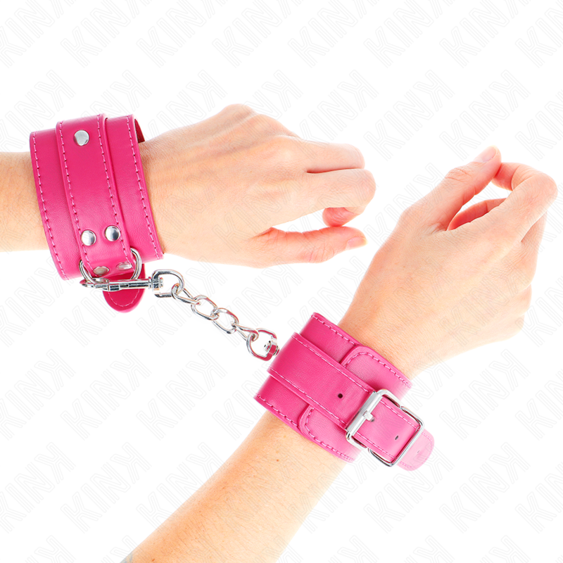 KINK - MENOTTES DE POIGNET RASPBERRY ROSE AVEC DOUBLURE RASPBERRY ROSE RÉGLABLES 20-28 CM X 5,5 CM