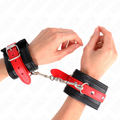 KINK - MENOTTES NOIRES AVEC SANGLE ROUGE AJUSTABLES 17-28 CM X 6 CM
