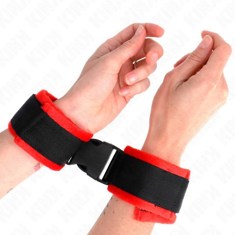 KINK - MENOTTES VELCRO EN NYLON NOIR MODÈLE 1 RÉGLABLES 25-35 CM X 6 CM