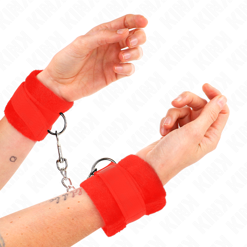 KINK - MENOTTES EN FOURRURE POUR DÉBUTANTS ROUGES 30 X 7 CM