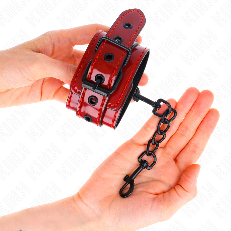 KINK - MENOTTES DE POIGNETS ROUGE FONCÉ 23 X 5 CM