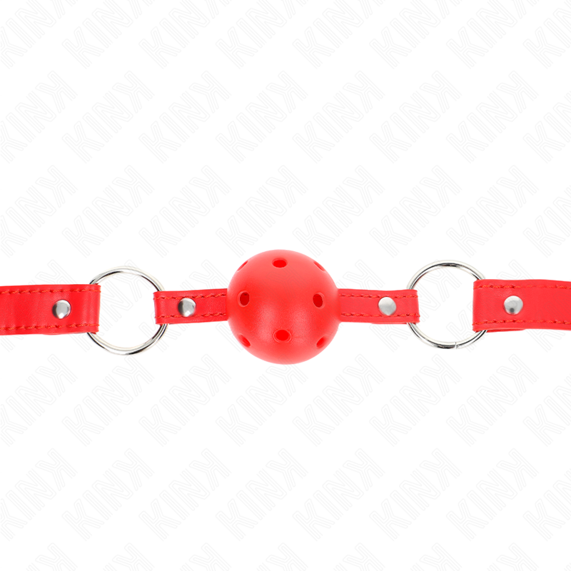 KINK - BAILLON RESPIRANT BOULE 4 CM DOUBLE RIVET MODÈLE 1 ROUGE 62,5 x 2,5 CM RÉGLABLE 42-58 CM