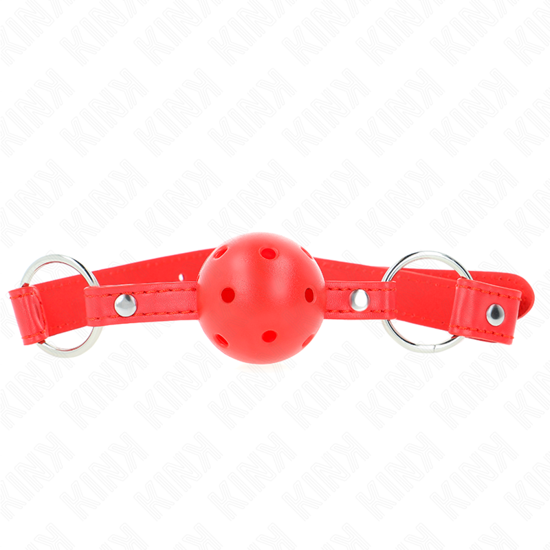 KINK - BAILLON RESPIRANT BOULE 4 CM DOUBLE RIVET MODÈLE 1 ROUGE 62,5 x 2,5 CM RÉGLABLE 42-58 CM
