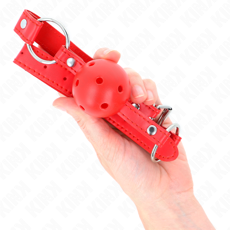 KINK - BAILLON RESPIRANT BOULE 4 CM DOUBLE RIVET MODÈLE 1 ROUGE 62,5 x 2,5 CM RÉGLABLE 42-58 CM
