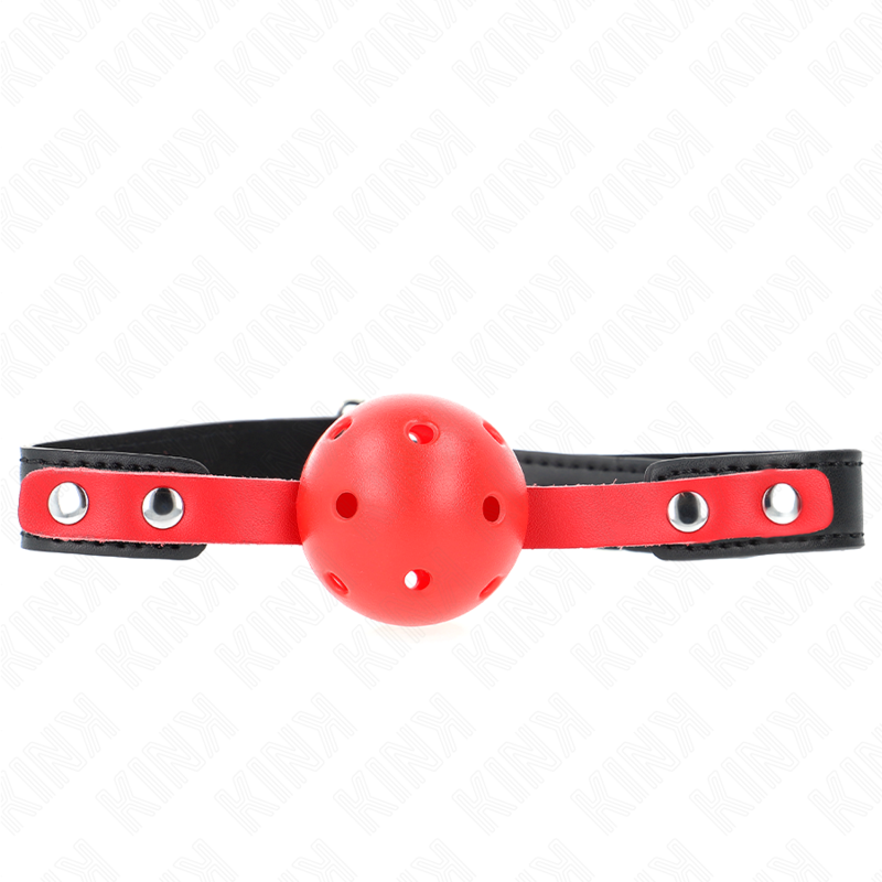 KINK - BOULE CREUSE ROUGE, 4 CM, BAILLON, SANGLE NOIRE 60 x 2 CM, RÉGLABLE 37-52 CM