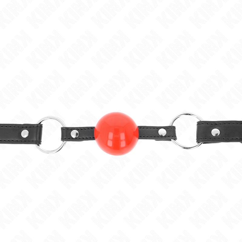 KINK - BÂILLON BOULE 4 CM AVEC SERRURE BOULE ROUGE SANGLE NOIRE 60 x 2 CM