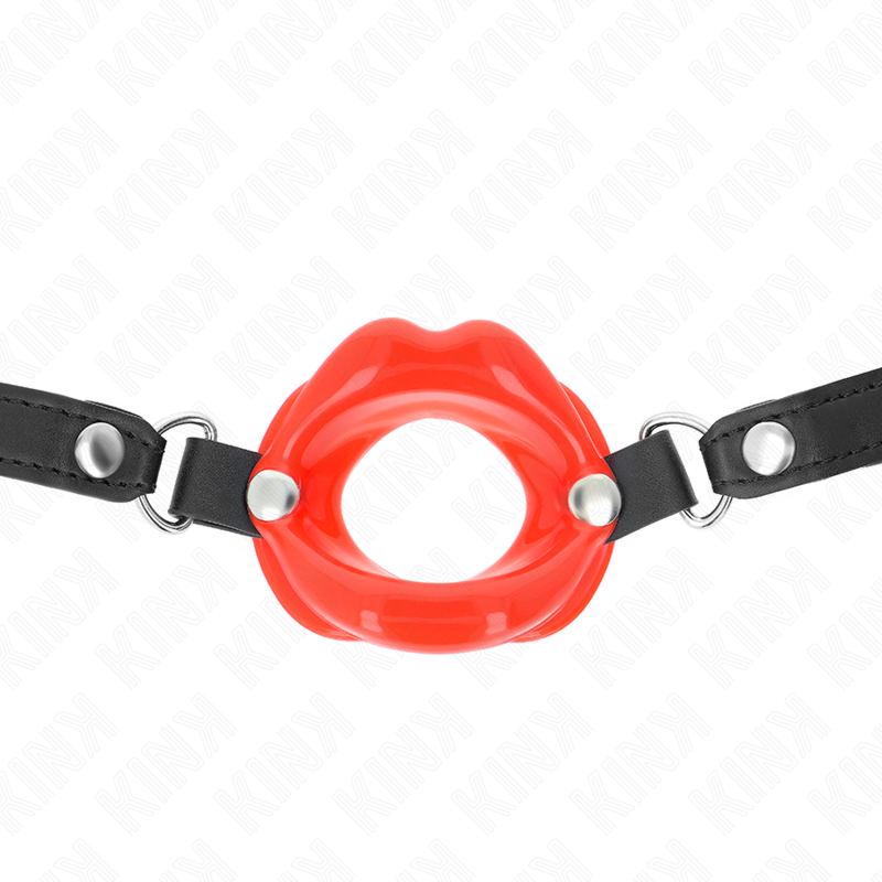 KINK - BAILLON LÈVRE 8 CM AVEC SANGLE EN FAUX CUIR ROUGE 63 x 2 CM RÉGLABLE 39-58 CM