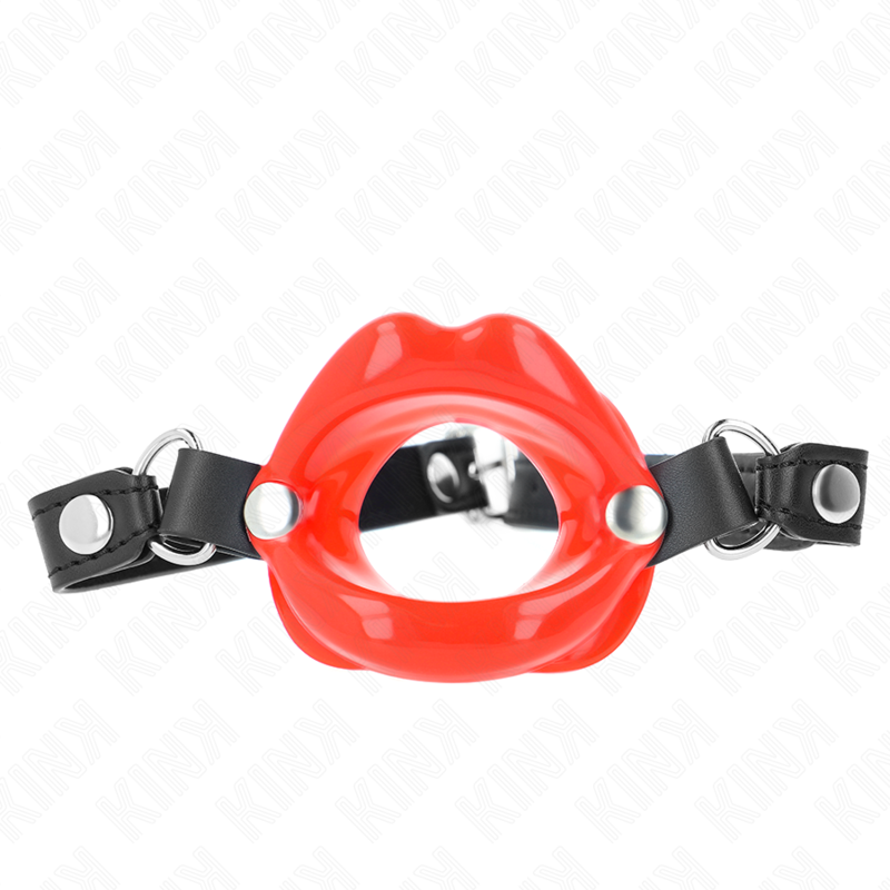 KINK - BAILLON LÈVRE 8 CM AVEC SANGLE EN FAUX CUIR ROUGE 63 x 2 CM RÉGLABLE 39-58 CM