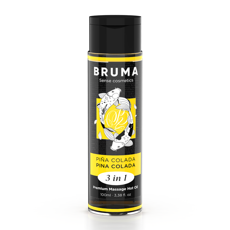 BRUMA - HUILE DE MASSAGE PREMIUM EFFET CHAUD, SAVEUR PINA COLADA 3 EN 1 - 100 ML