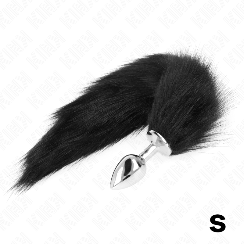 KINK - PLUG ANAL TAILLE S 7 X 3 CM AVEC QUEUE EN PLASTIQUE 40 CM NOIR