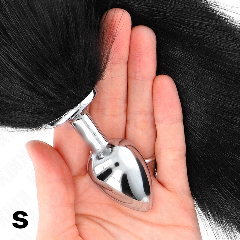 KINK - PLUG ANAL TAILLE S 7 X 3 CM AVEC QUEUE EN PLASTIQUE 40 CM NOIR