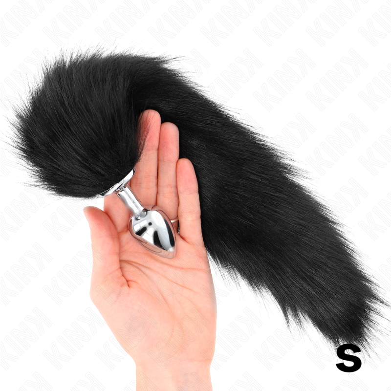 KINK - PLUG ANAL TAILLE S 7 X 3 CM AVEC QUEUE EN PLASTIQUE 40 CM NOIR