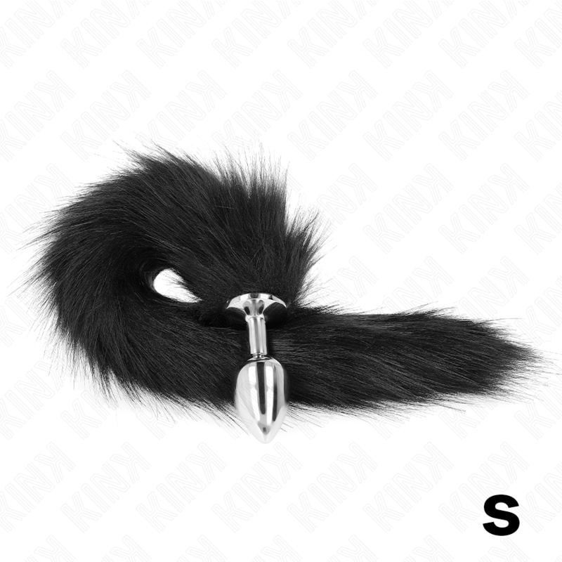KINK - PLUG ANAL TAILLE S 7 X 3 CM AVEC QUEUE EN PLASTIQUE 40 CM NOIR