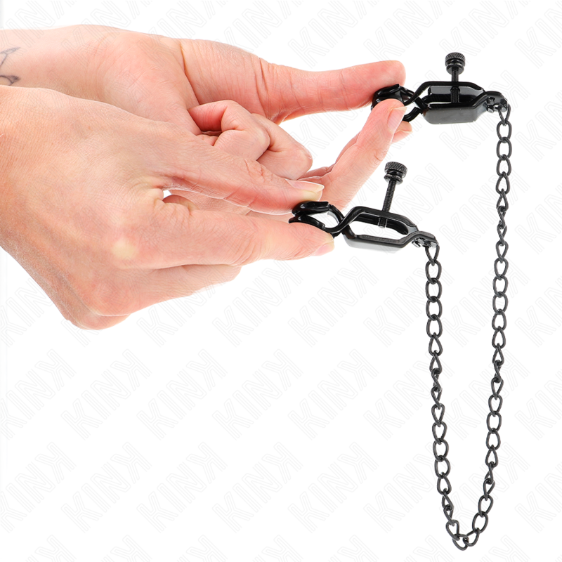 KINK - CHAÎNE PLATE PINCES À TÉTONS NOIRES 30 CM