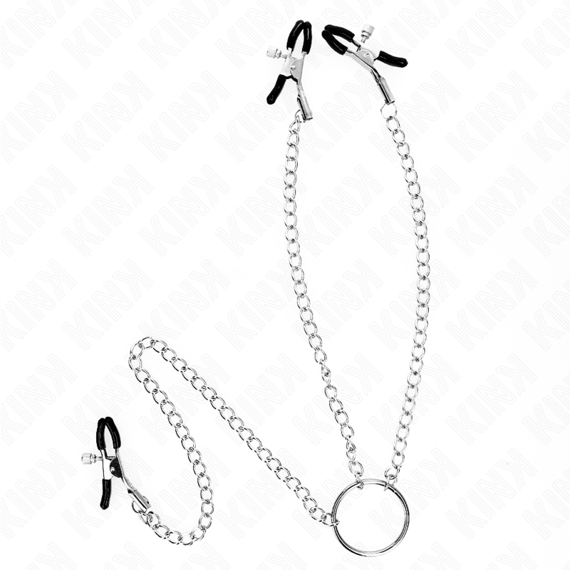 KINK - PINCES TRIPLE TÉTON ET CLITORIS AVEC CHAÎNE MODÈLE 0