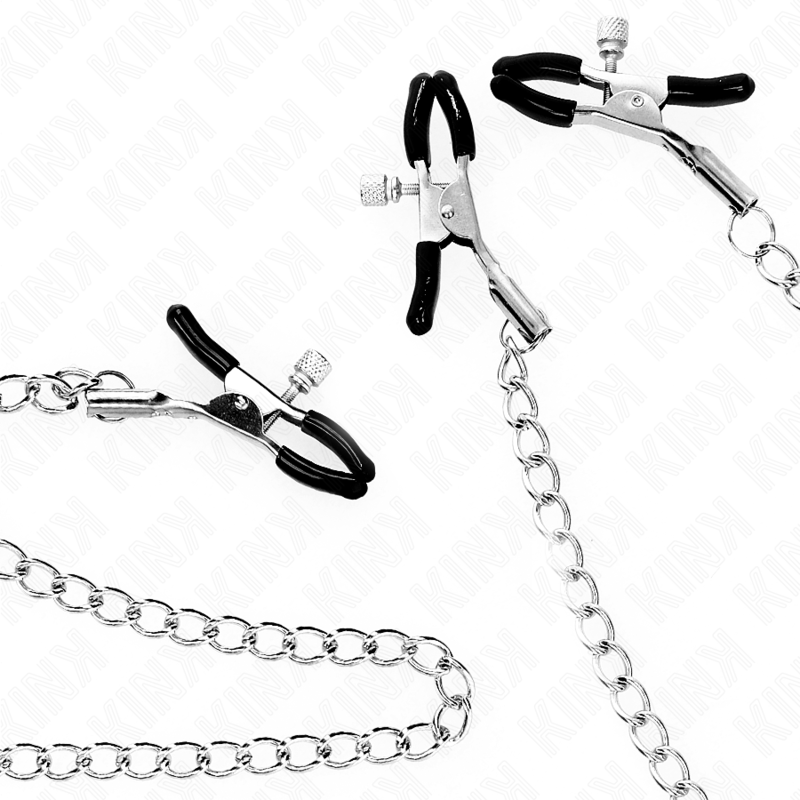 KINK - PINCES TRIPLE TÉTON ET CLITORIS AVEC CHAÎNE MODÈLE 0