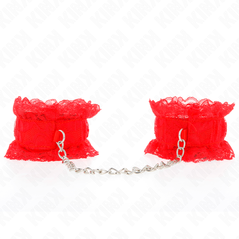 KINK - MENOTTES EN DENTELLE ÉLASTIQUE ROUGE