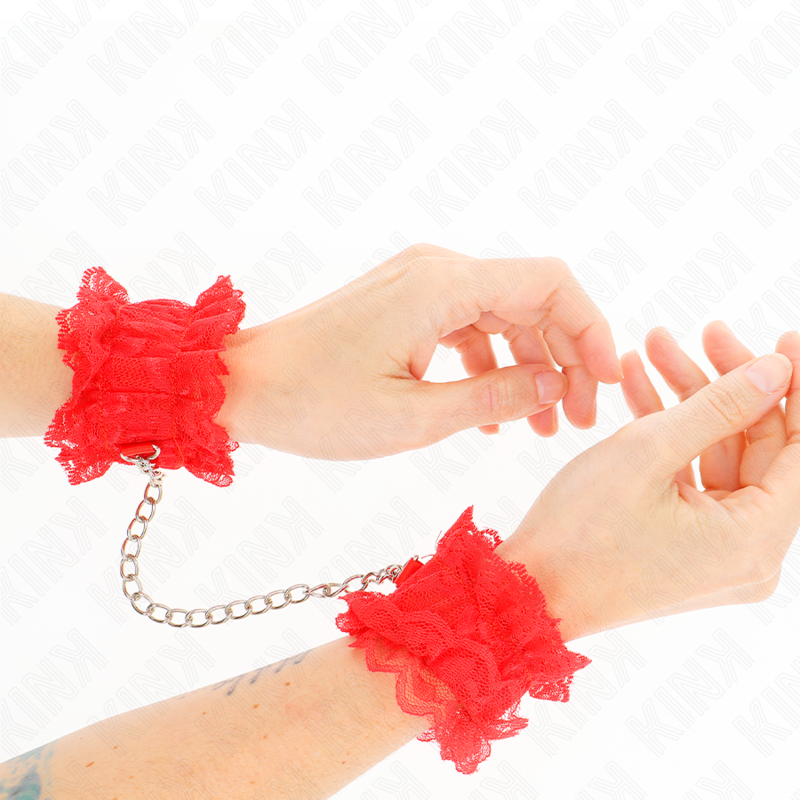 KINK - MENOTTES EN DENTELLE ÉLASTIQUE ROUGE