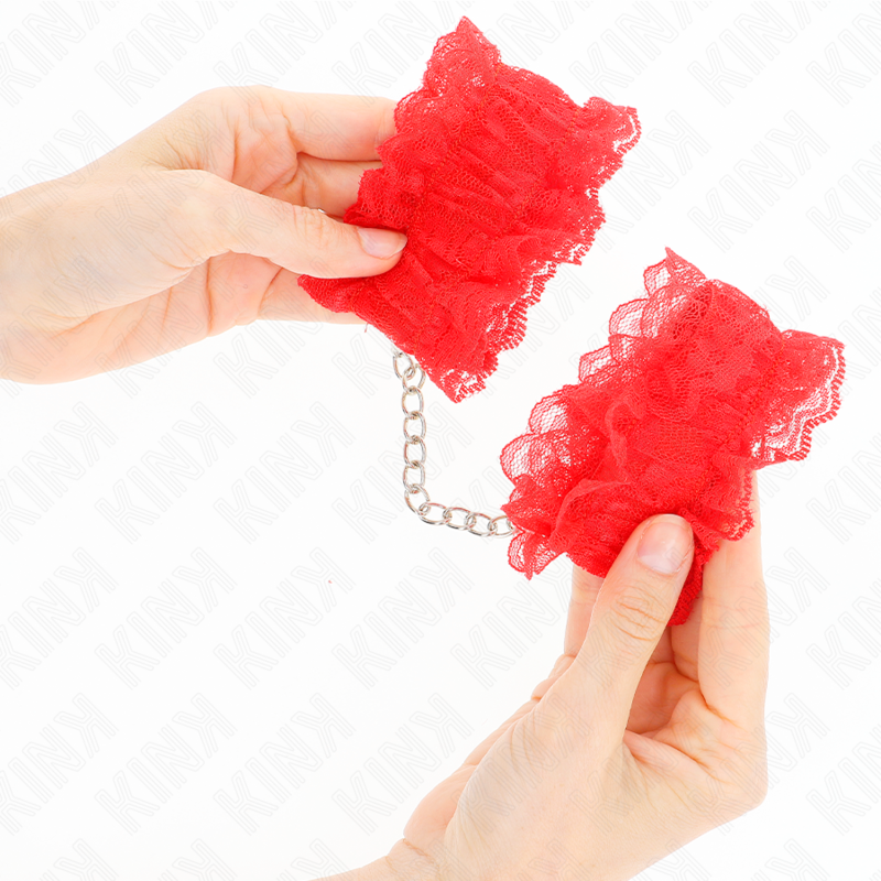 KINK - MENOTTES EN DENTELLE ÉLASTIQUE ROUGE
