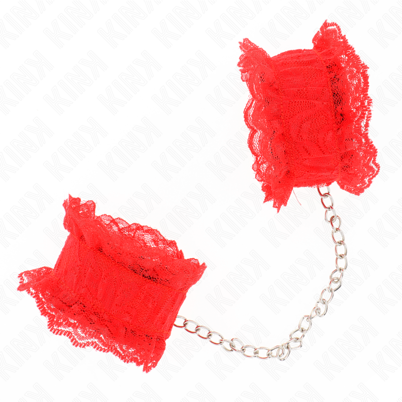 KINK - MENOTTES EN DENTELLE ÉLASTIQUE ROUGE