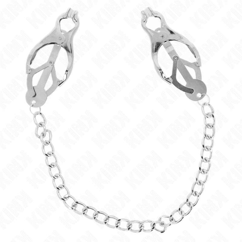 KINK - PINCES À TÉTON JAPONAISES TRÈFLE AVEC CHAÎNE ARGENT 30 CM