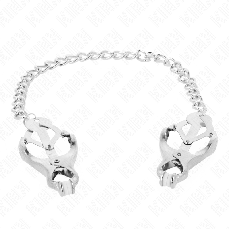 KINK - PINCES À TÉTON JAPONAISES TRÈFLE AVEC CHAÎNE ARGENT 30 CM